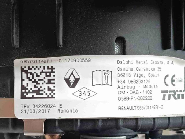 985701142R RENAULT Подушка безопасности (AIRBAG) водительская купить в Запорожье