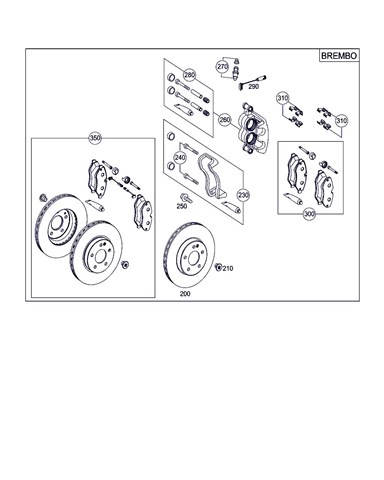 Pinça de freio dianteira esquerda para Mercedes-Benz Vito / Combined Van 109 CDI (639.601, 639.603, 639.605) 646980 A0044202783
