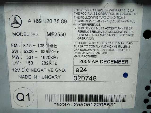 MERCEDES A1698207589 Магнитола в наличии Ровно