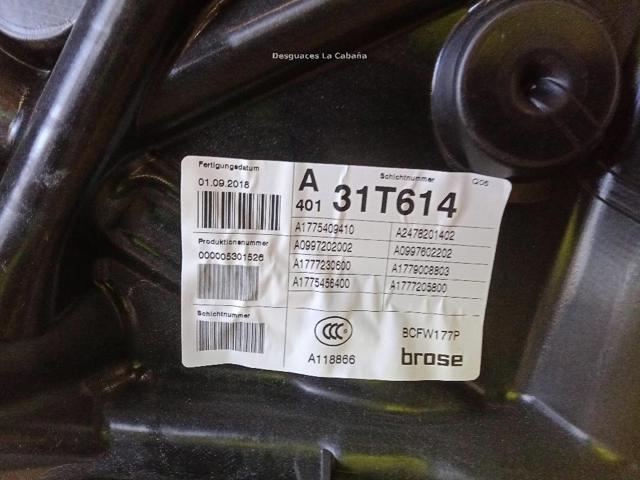 MERCEDES A1777205800 Механизм стеклоподъемника двери передней правой в наличии Винница