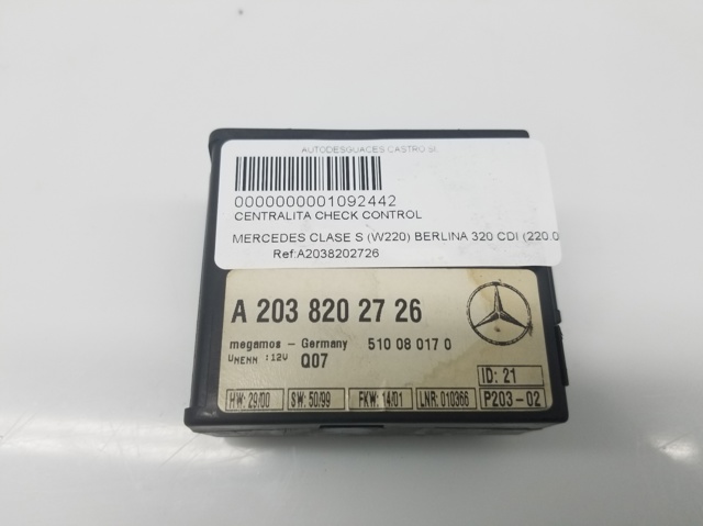 Módulo eletrônico para Mercedes-Benz CLK 270 CDI (209.316) OM612967 A2038202726