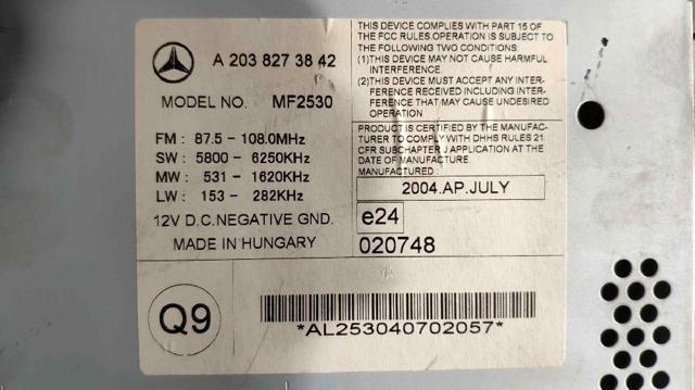 A2038273842 MERCEDES Магнитола (радио AM/FM) купить в Хмельницкий