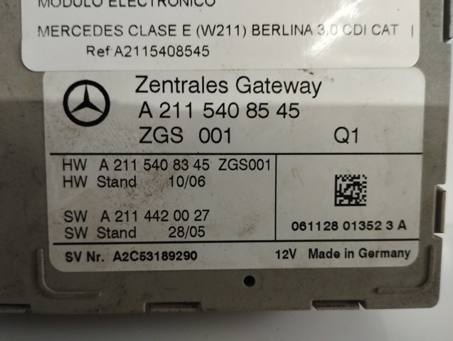 Unidade de controlo de iluminação A2115408545 Mercedes