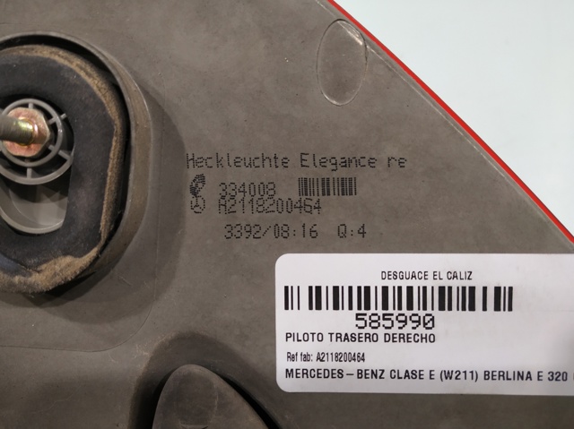 MERCEDES A2118200464 Фонарь задний правый в наличии Львов