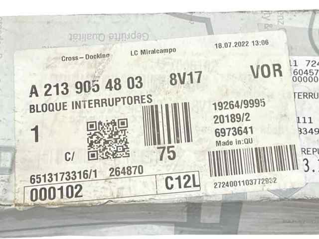 A2139054803 MERCEDES Кнопочный блок управления стеклоподъемником передний левый купить в Ужгород