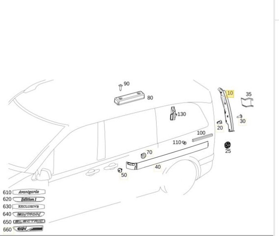 MERCEDES A4476940925 Молдинг крыла заднего правого в наличии Чернигов
