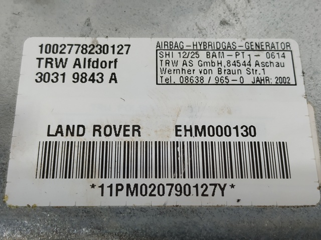 EHM000130 LAND ROVER Подушка безопасности (AIRBAG) двери передней левой купить в Тернополь