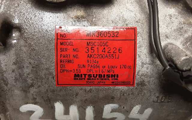 Compressor de ar condicionado para Mitsubishi Montero Sport I 2.5 TD (K94W, K74T) 4D56 MR360532
