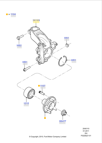 Цапфа поворотного кулака BV6Z3K186D FORD