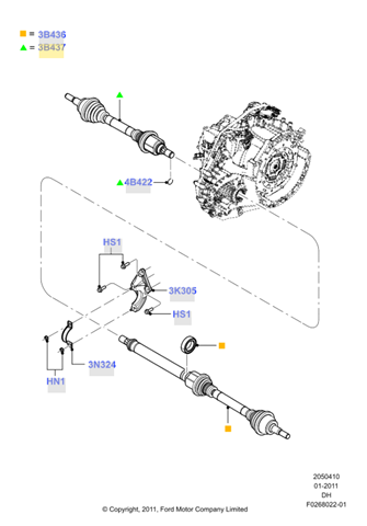 Привод в сборе левый FV6Z3B437G FORD