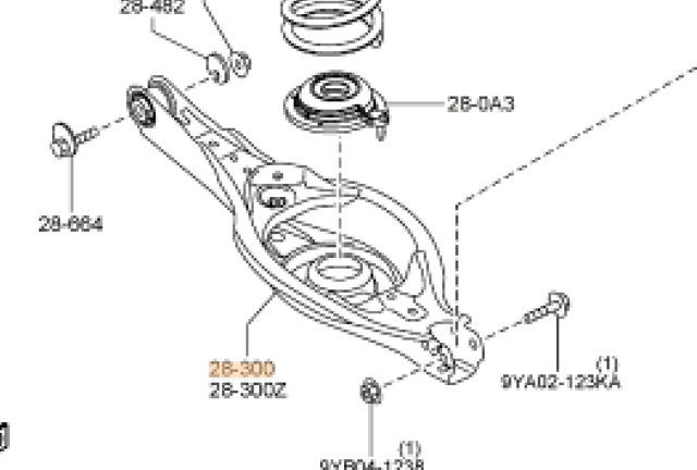 Рычаг задней подвески нижний, правый KD3528300 MAZDA