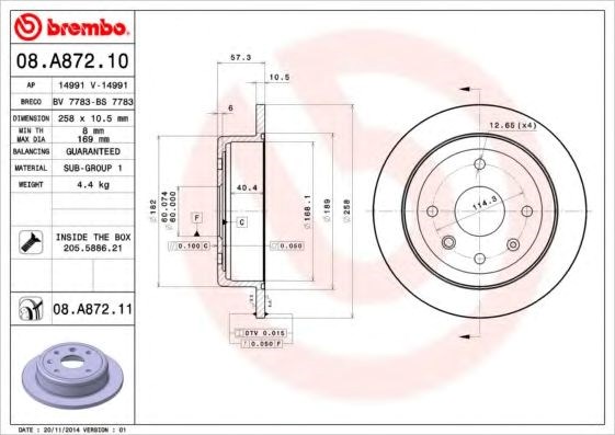 Тормозные диски 08A87210 BREMBO