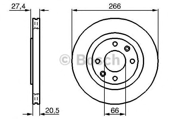 Bosch citroen диск гальмівний передн. (з покрт. + гвинтами) berlingo 96-02 0 986 479 B27