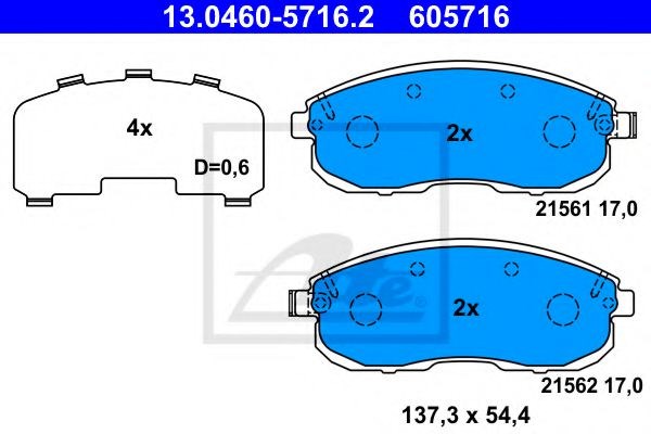 Комплект гальмівних колодок з 4 шт. дисків 13.0460-5716.2