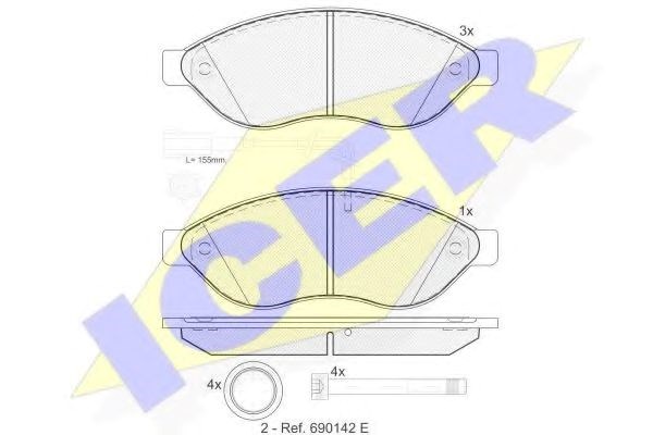 Колодки передние 141803 ICER