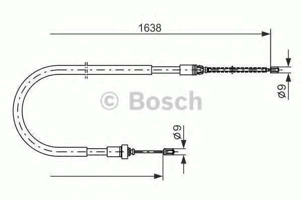 Bosch  peugeot трос ручного гальма задн. лів./прав. (бараб.) 206 98- 1 987 477 586