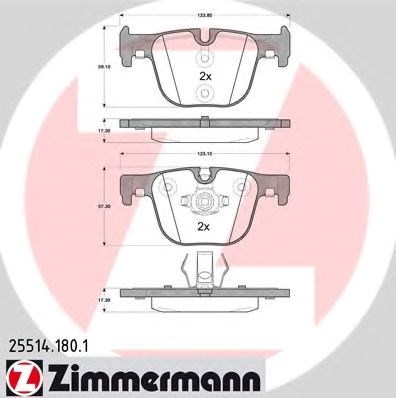 Колодки тормозные дисковые комплект 255141801 ZIMMERMANN