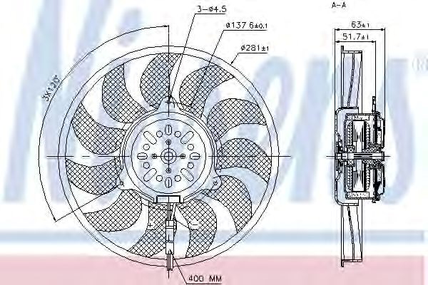 Nissens vw вентилятор радіатора audi a4/6 1.8/3.2 85731