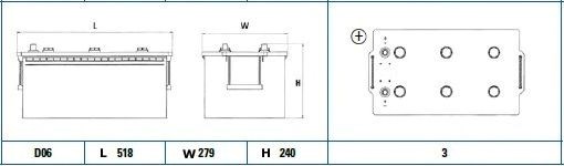 Акумулятор 225ah-12v exide start pro (518х279х240),полярність зворотна (3),en1200