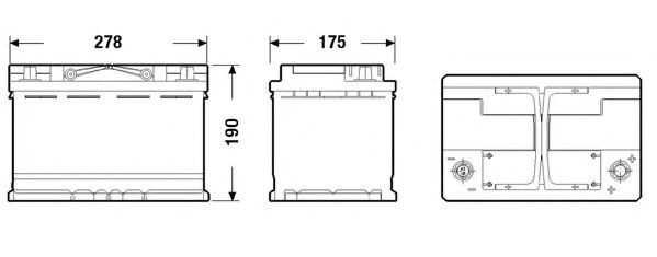 Акумулятор 70ah-12v exide agm (278х175х190), r, en760 EK700