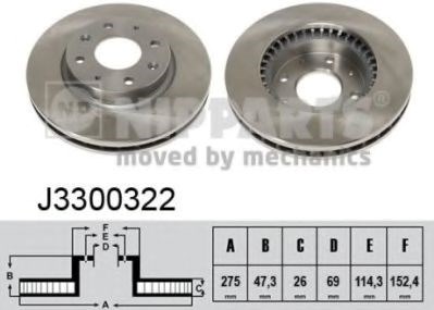 Передний тормозной диск J3300322 NIPPARTS