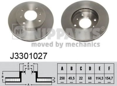 Передний тормозной диск J3301027 NIPPARTS