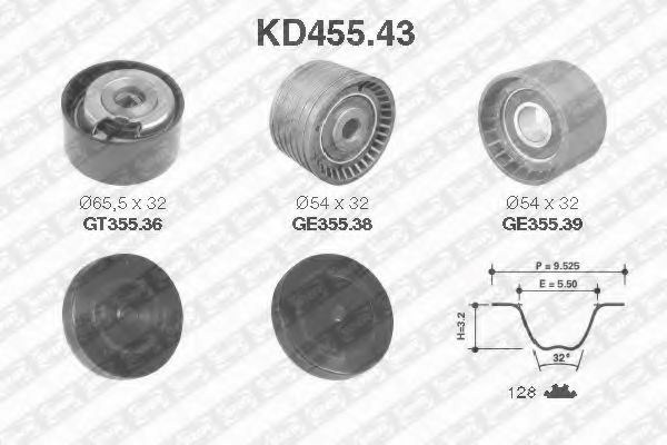 Ремонтний комплект для заміни паса  газорозподільчого механізму KD455.43