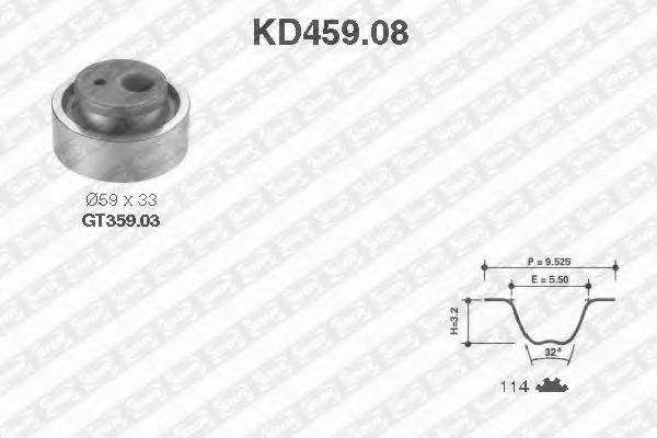 Ремонтний комплект для заміни паса  газорозподільчого механізму KD459.08
