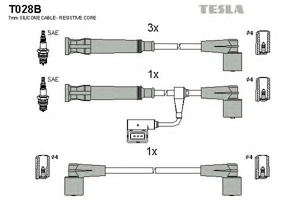Провода высоковольтные, комплект bmw 3 (e36) (t028b) tesla blatna T028B