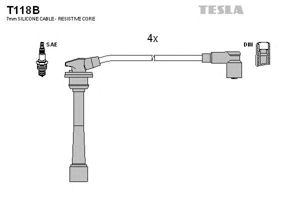 Провода высоковольтные, комплект kia ceed 2.0 (06-12),kia ceed sw 2.0 (07-12) (t118b) tesla blatna T118B