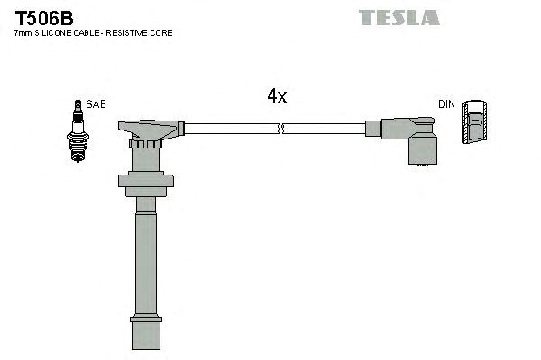 Провода высоковольтные, комплект nissan primera hatchback 2.0 (96-02) (t506b) tesla blatna T506B