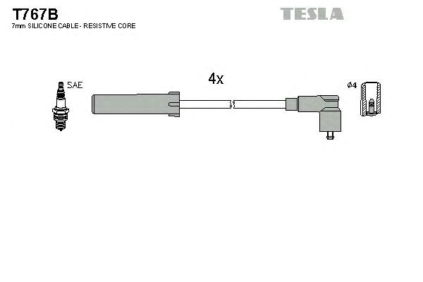 Провода высоковольтные, комплект renault kangoo express 1.2 (98-01) (t767b) tesla blatna T767B