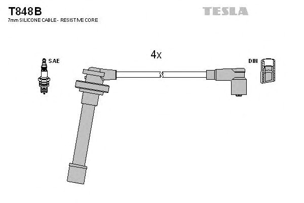 Провода высоковольтные, комплект nissan primera 1.6 (96-02) (t848b) tesla blatna T848B