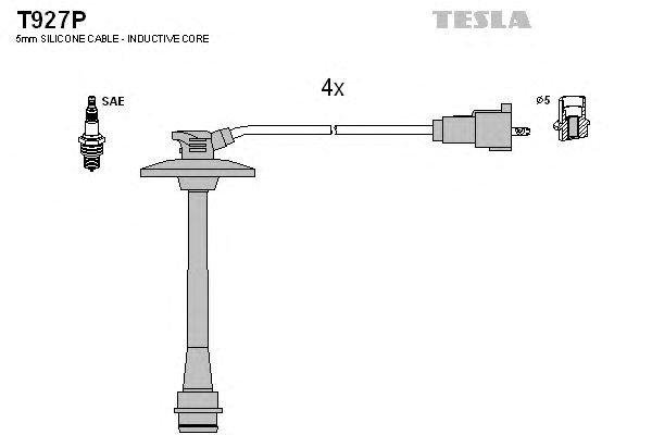 Провода высоковольтные, комплект toyota solara 2.2 (00-02),toyota solara 2.2 (98-01) (t927p) tesla blatna T927P