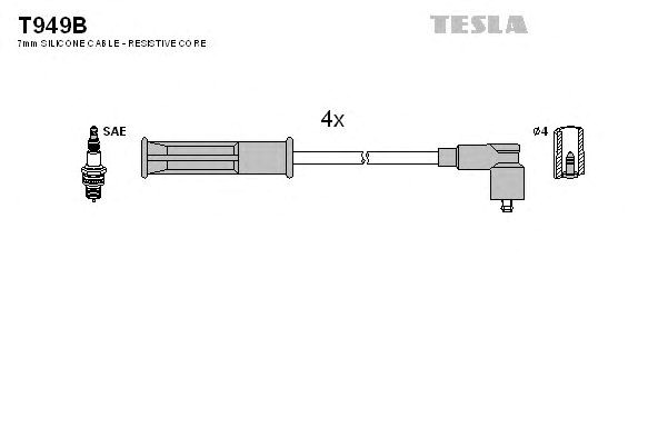 Комплект кабелiв запалювання T949B