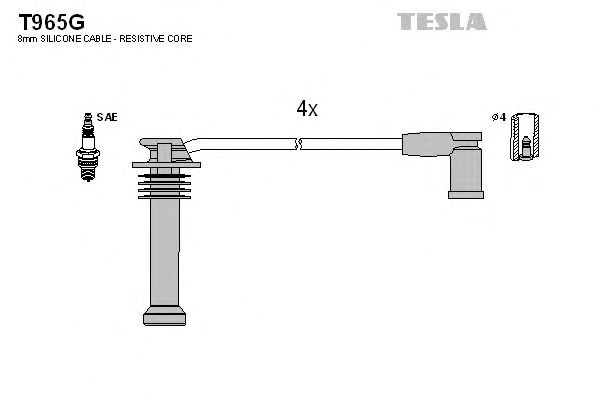 Провода высоковольтные, комплект ford fiesta v 2.0 (05-08),ford mondeo iii 1.8 (00-07) (t965g) tesla blatna T965G