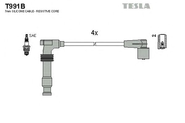 Провода высоковольтные, комплект opel astra g 1.4 (98-05),opel zafira a 1.6 (99-05) (t991b) tesla blatna T991B