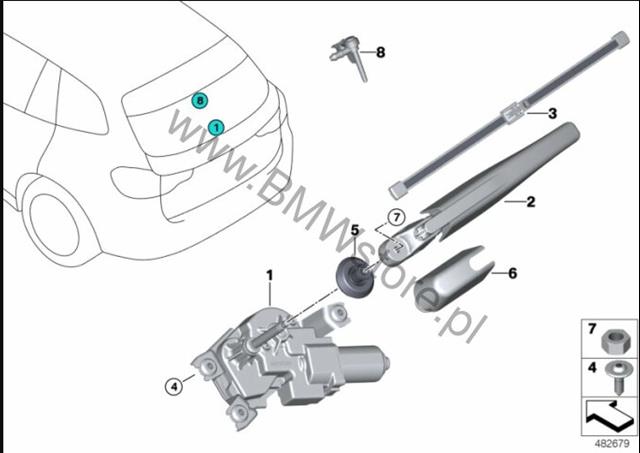 67637453144 BMW Мотор стеклоочистителя заднего стекла купить в Полтава