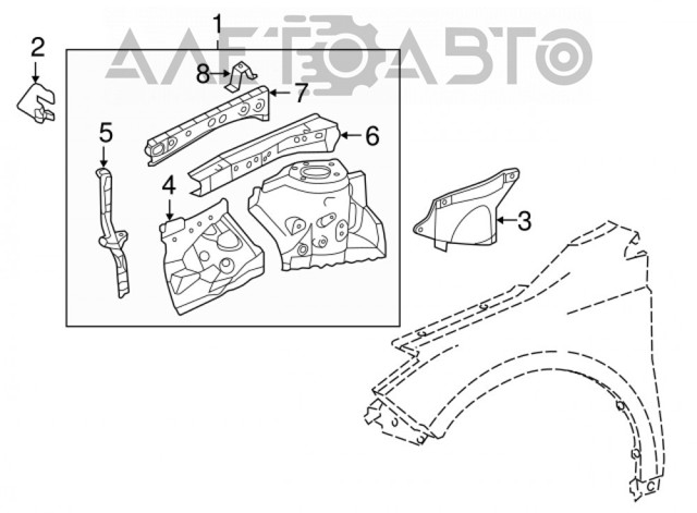 5370107040 TOYOTA Арка крыла переднего правого купить в Одесса