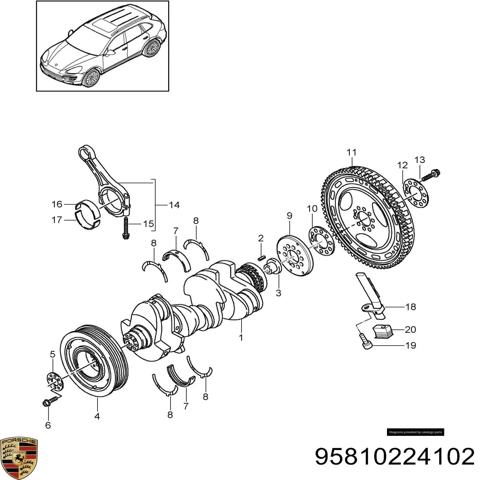 Шкив-демпфер коленвала 95810224102 PORSCHE