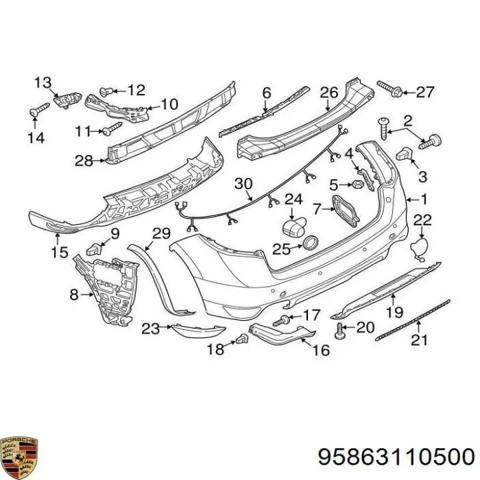 PORSCHE 95863110500 Катафот (отражатель) заднего бампера левый в наличии Ирпень