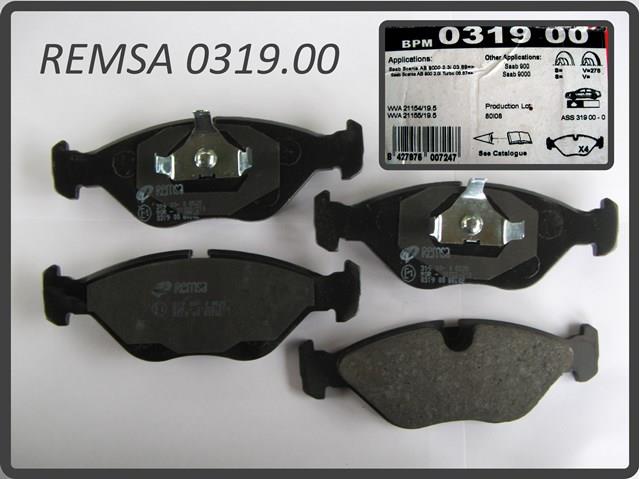 Колодки тормозные дисковые комплект 031900 REMSA