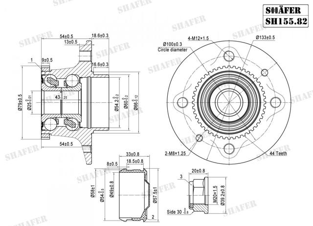 Задняя шпиндель SH15582K SHAFER