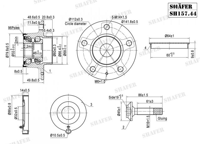 Ступица задняя (шпиндель) SH15744 SHAFER