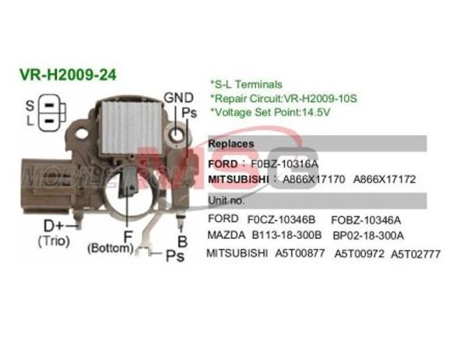 Реле регулятор напруги генератора VRH200924 MOBILETRON
