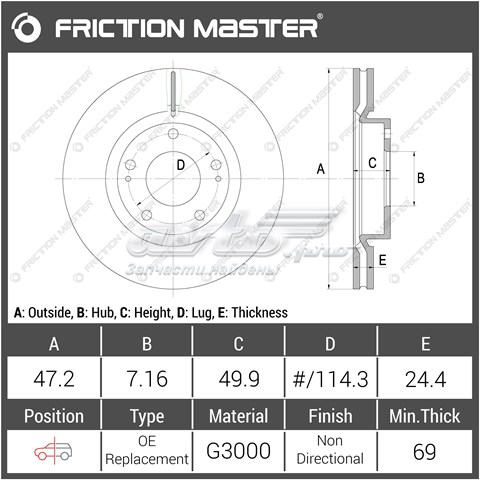 R0687 Friction Master диск тормозной задний