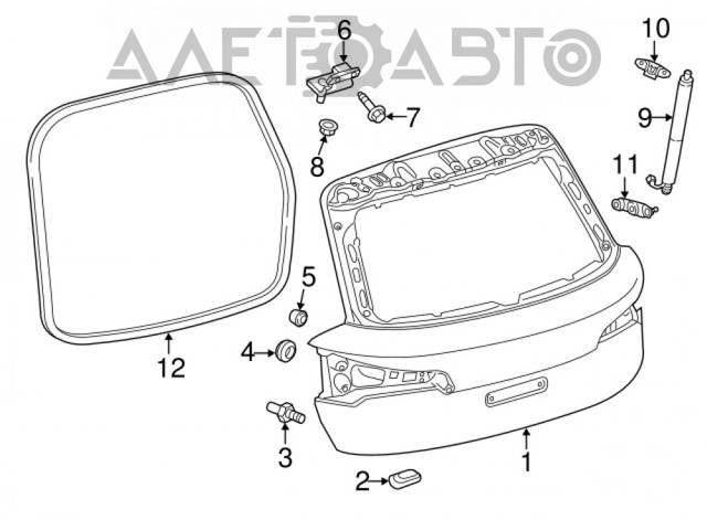 Амортизатор двері 3/5-ї задньої 80A827851A VAG