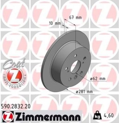 Тормозные диски 590283220 Zimmermann