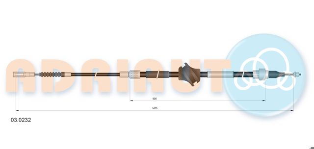03.0232 Adriauto cabo traseiro direito/esquerdo do freio de estacionamento