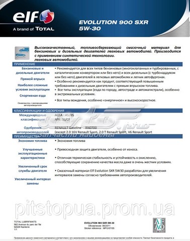 Моторное масло 196133 ELF